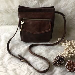 SOLD! - Fossil Brown Leather Crossbody Handbag